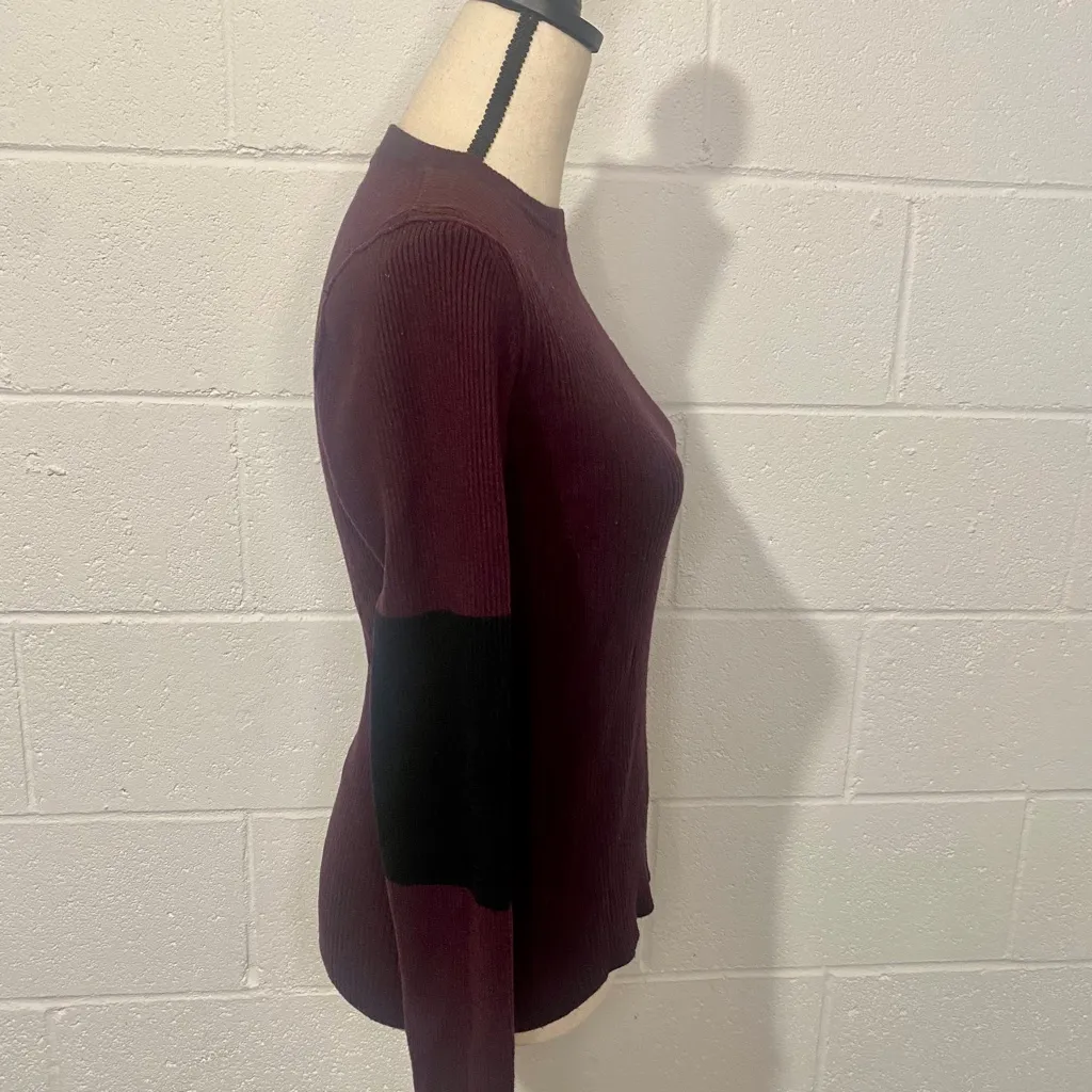 Calvin Klein Jeans Plum Purple Maroon & Black Ribbed Sweater - Image 2