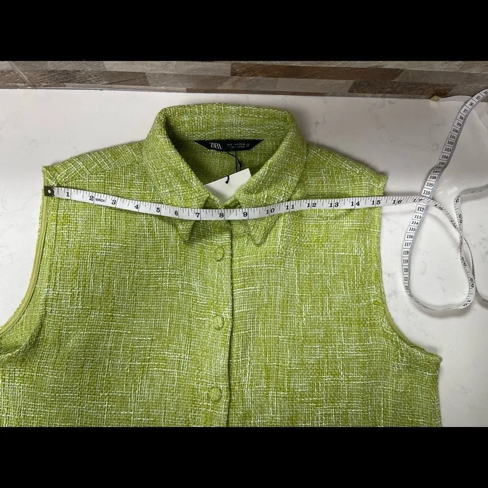 𝅺zara cotton dress, cotton blend tweed baby doll dress Sz S - Image 9