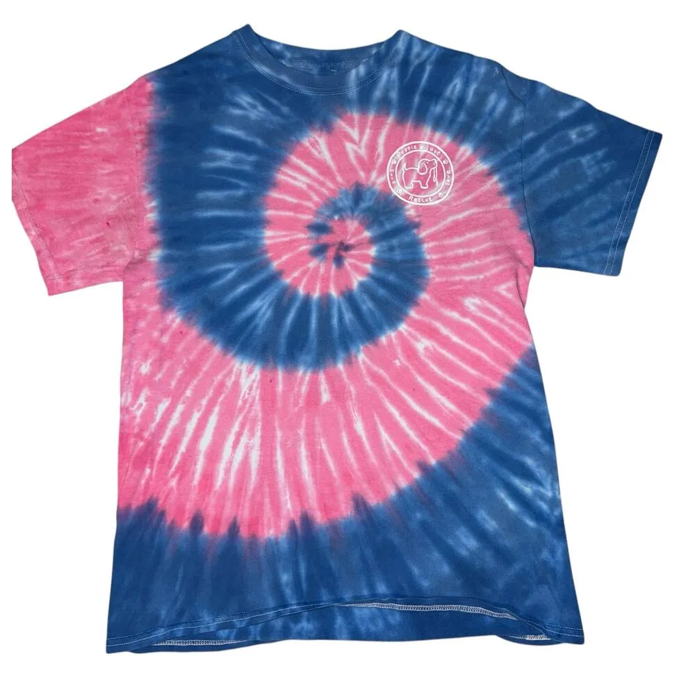 Puppie Love Tie Dyed T Shirt Women's Medium Pink Blue Summer Beach Vacation - Image 2