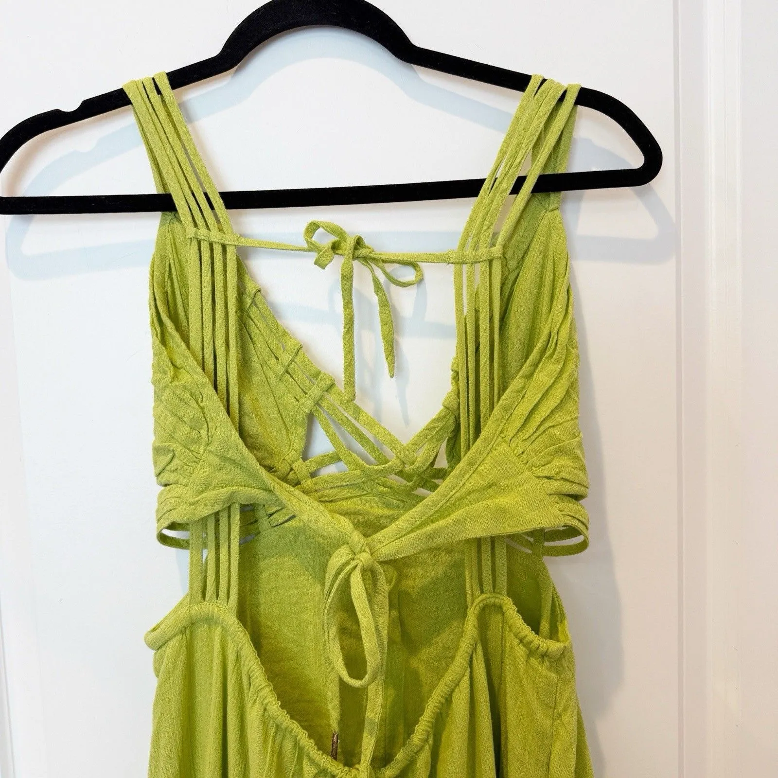 Free People Womens Tiered Maxi Dress Sz XS Open Back Flowy Resort Beach Strappy - Image 5