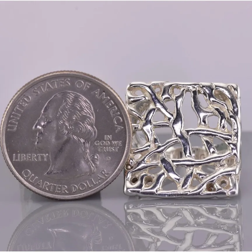 DGS Sterling Silver 22mm Branched Openwork Modernist Band Ring 925 - Image 8