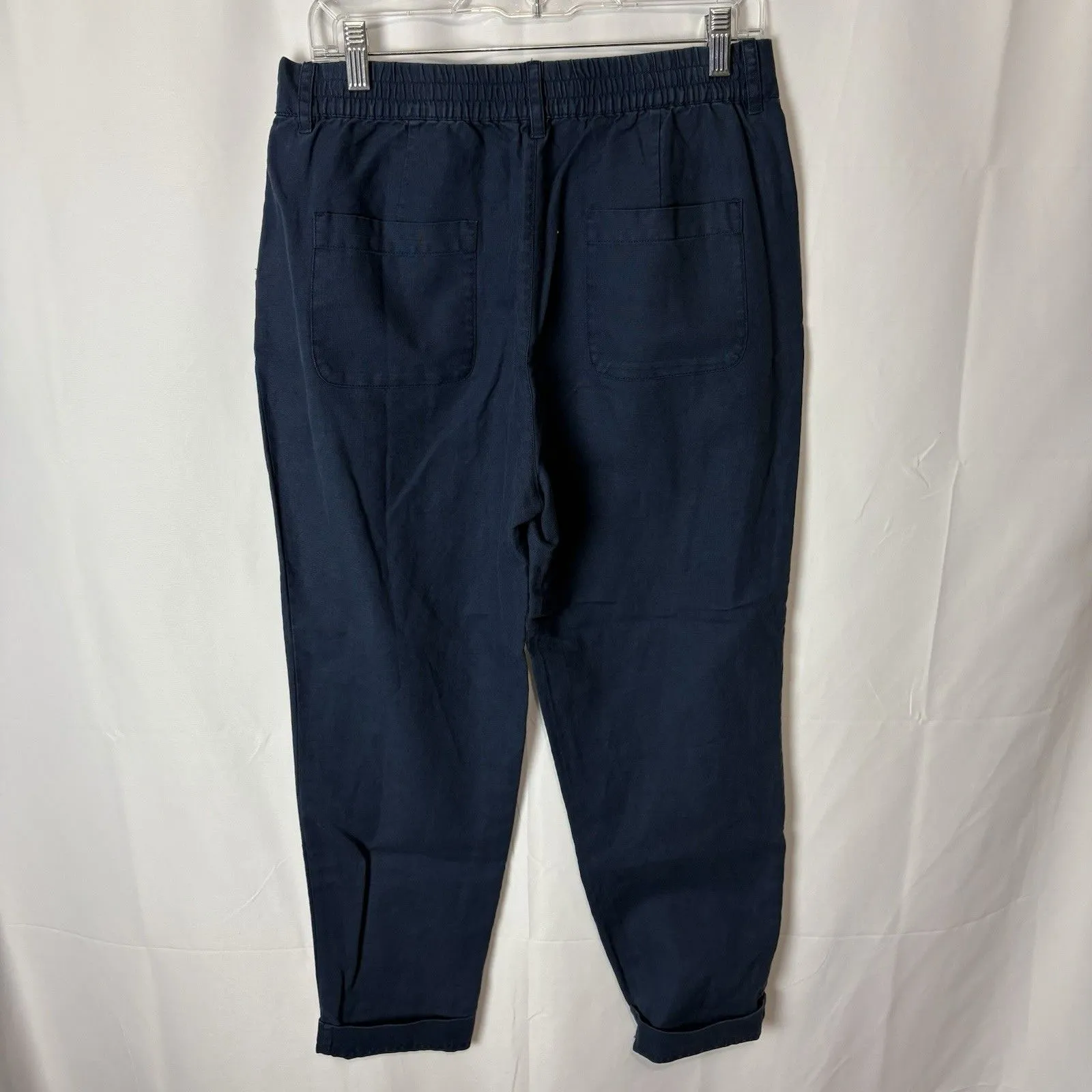 Seasalt Cornwall Nanterrow Tapered Trouser Womens US 8 Blue Cotton Linen Pants - Image 7