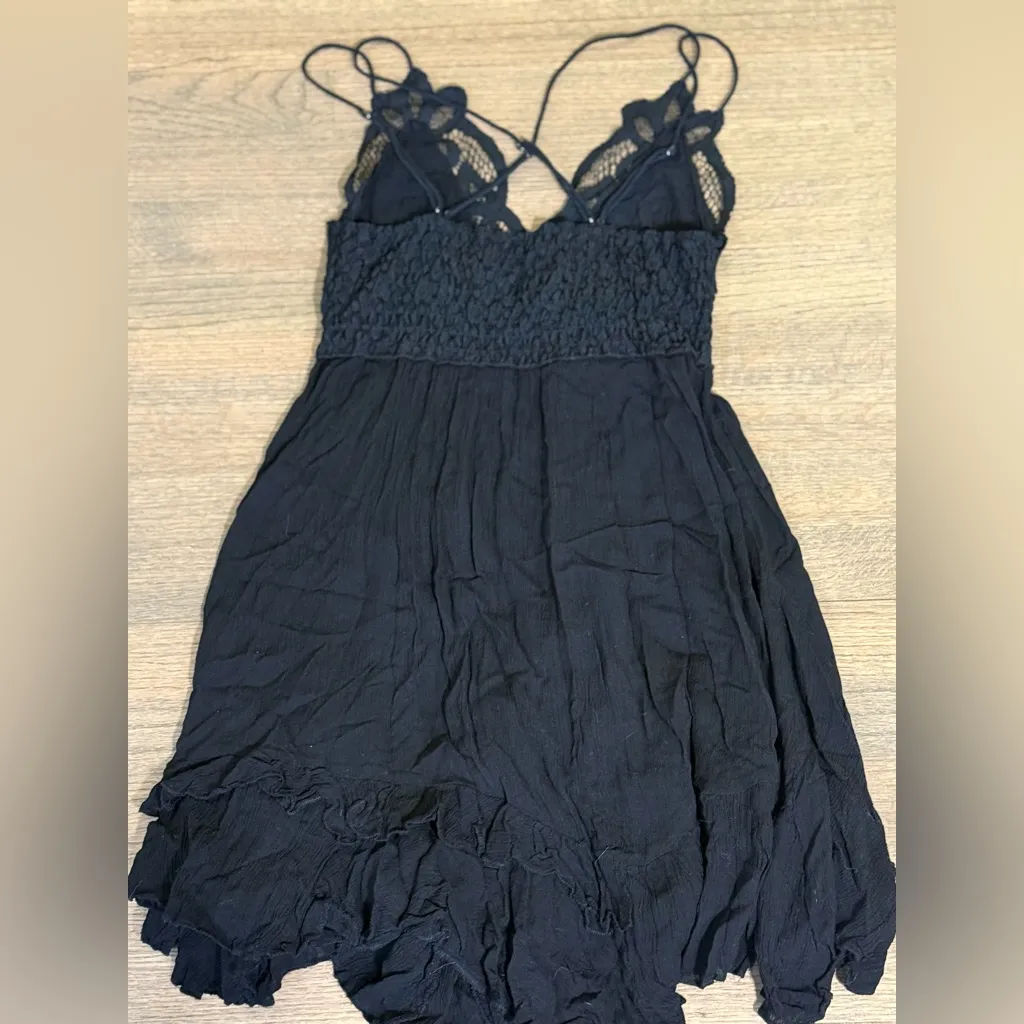 Free People Adella Slip Dress Black Lace Crochet Strappy - Image 6