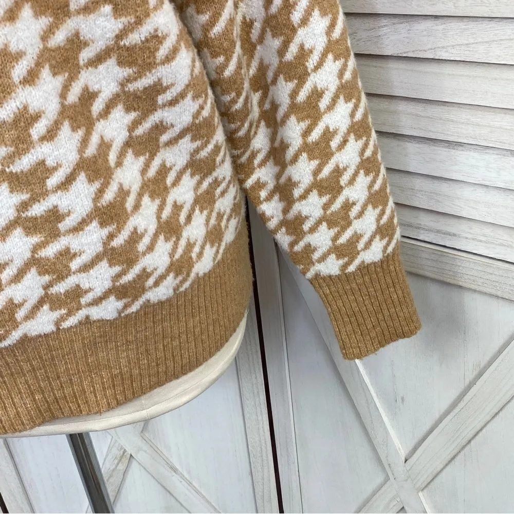 Ava & Viv Houndstooth Crewneck Pullover Sweater Tan White 1X - Image 7