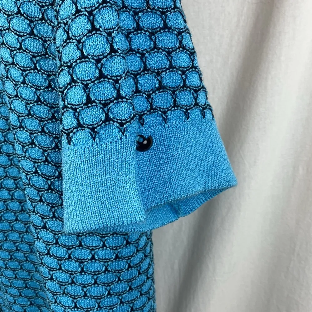 San Remo Blue & Black Print Knit Button Close Cardigan Sweater L Size L - Image 4