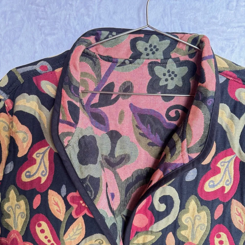 Reversible Tapestry Jacket Bold Multicolor Retro Floral Paisley Jacquard Blazer Size 2X - Image 6