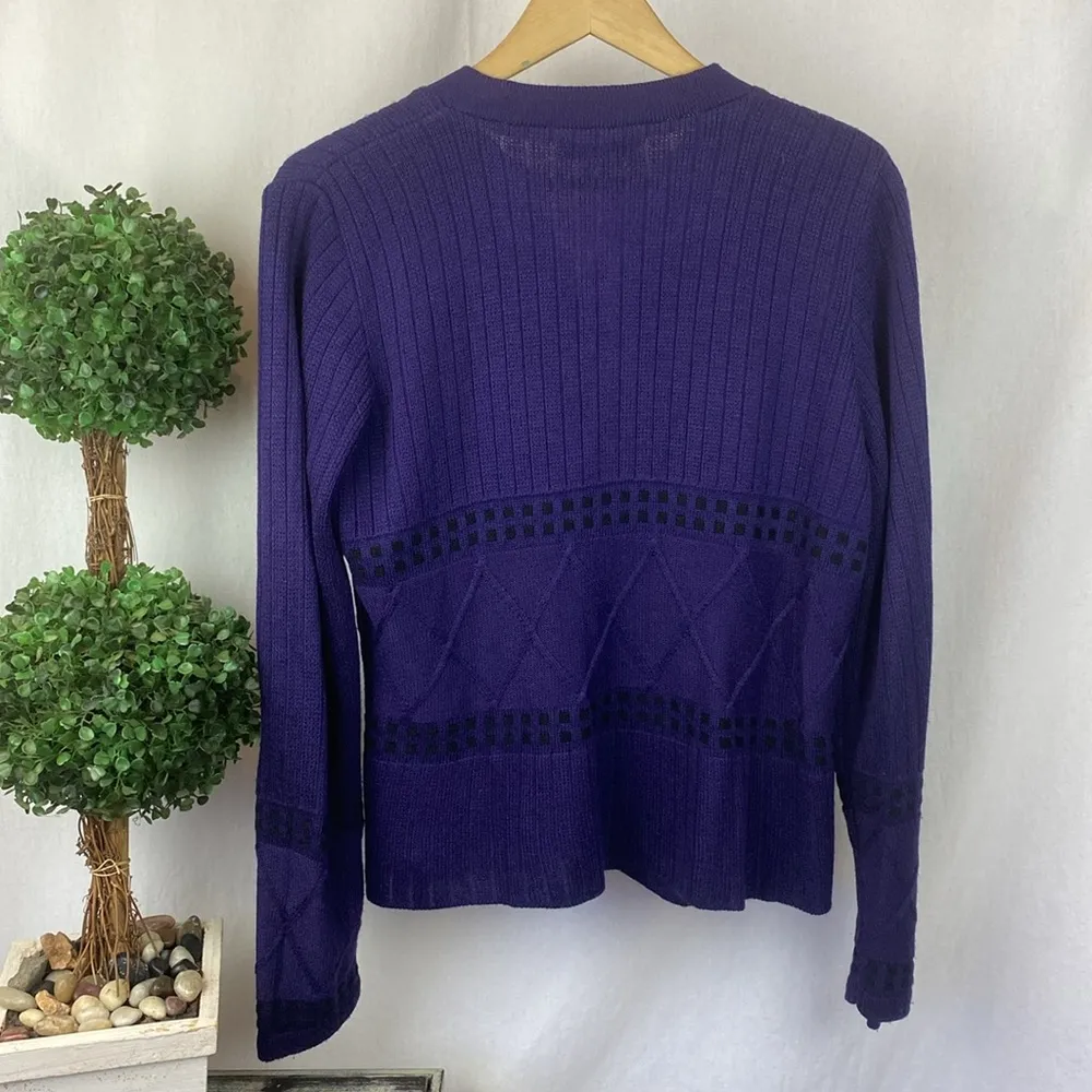 San Remo Purple Knit Sweater & Pleated Skirt Set S - Image 3