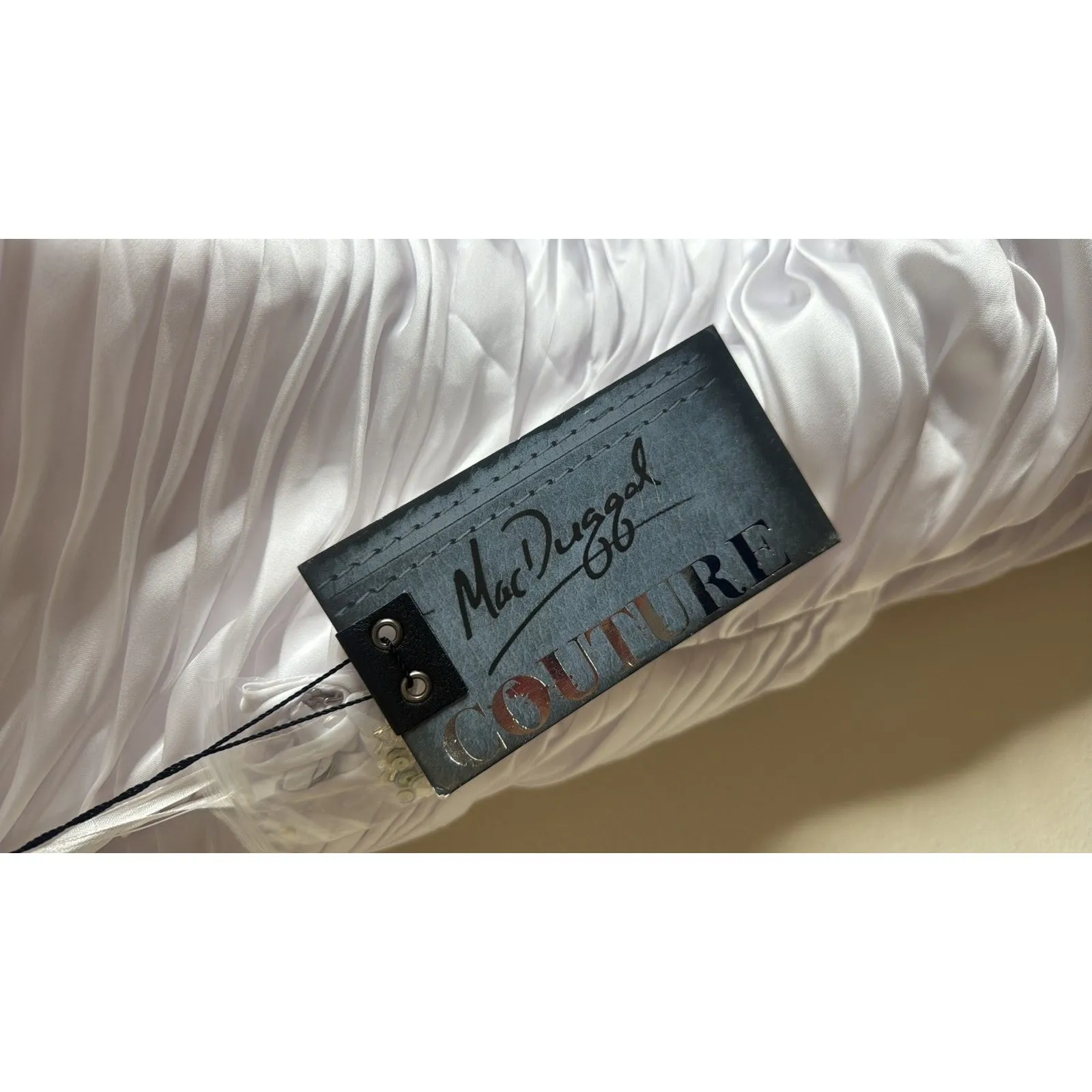 Mac Duggal Couture Dress Womens 18 White 4911H Ruffle Gown Strapless Beaded Prom - Image 6