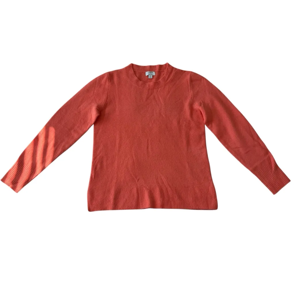 J. Crew Factory Women Crewneck Extra Yarn Pullover Sweater Sz S In Bright Coral Orange - Image 3