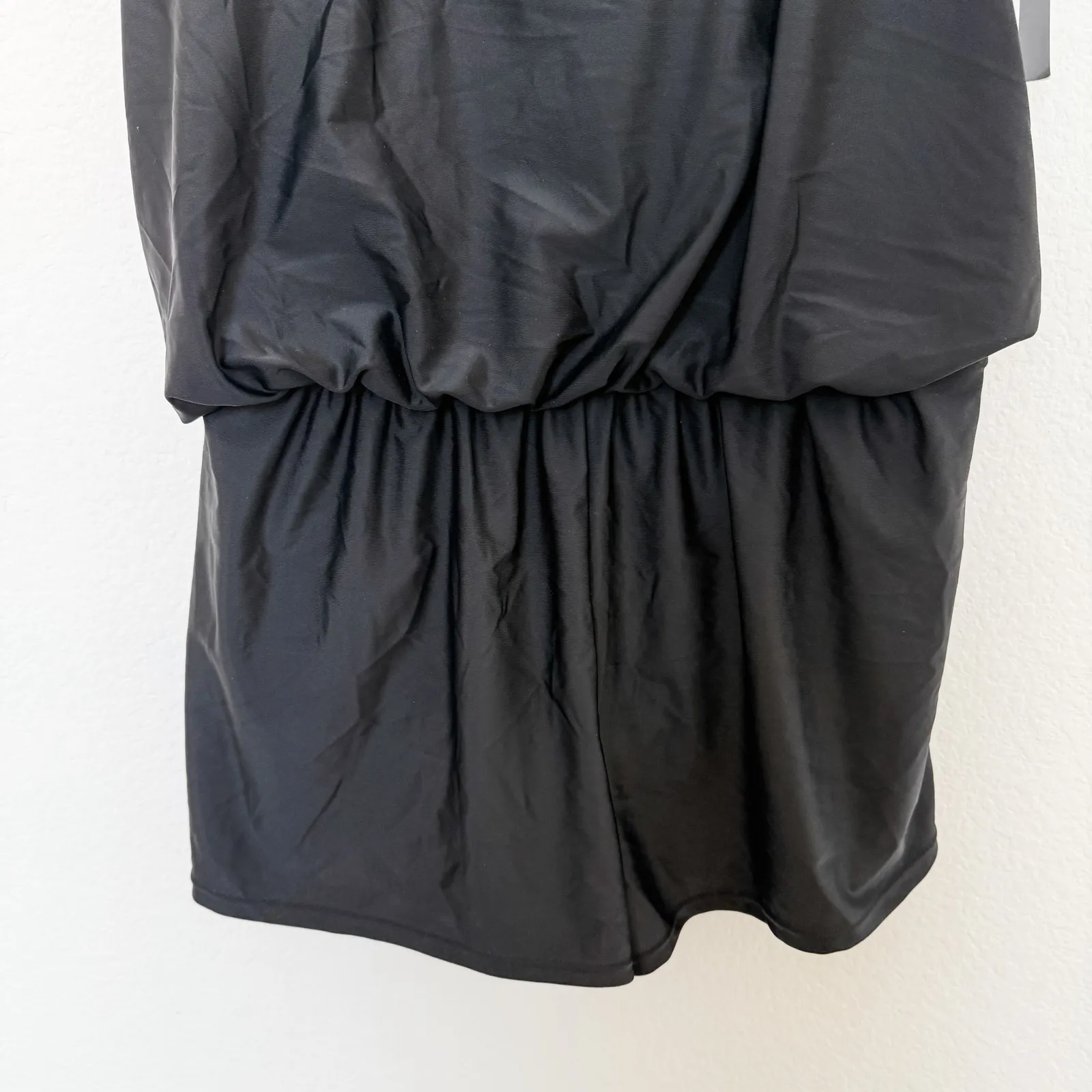 NWT Ellen Tracy One Piece Swim Romper Black Size 12 Black Classic‎ Resort Beach - Image 3