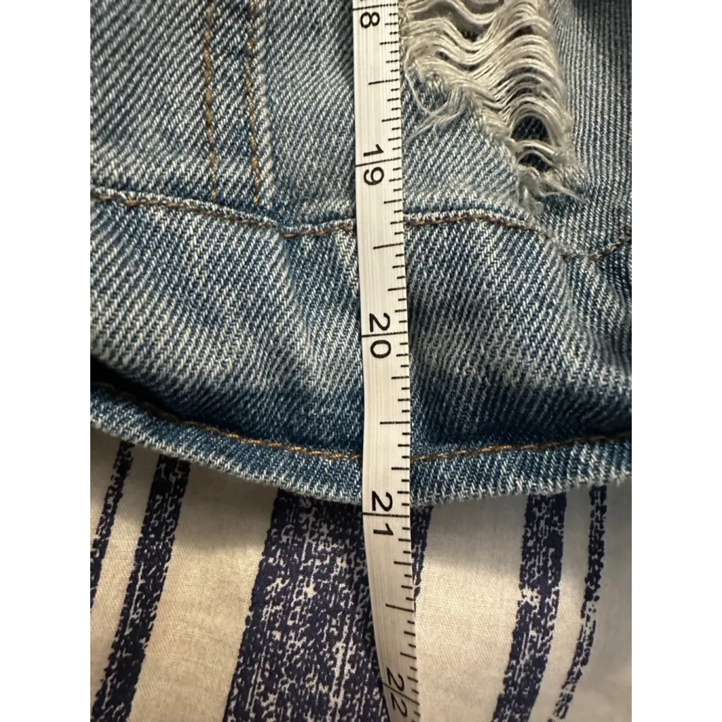 Women's CISONO Blue Distressed Denim Jean Jacket M Size M - Image 7