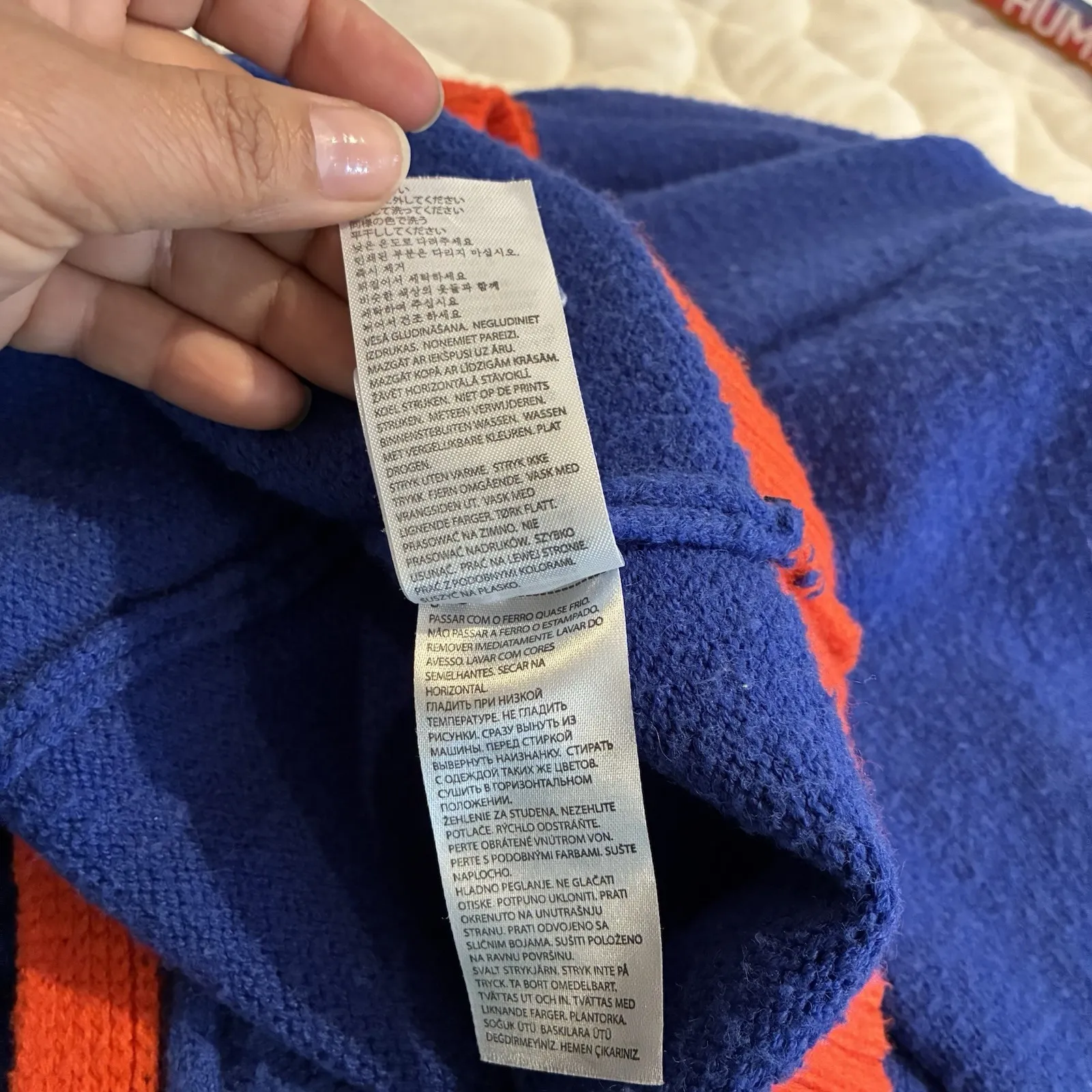 Edikted Women's Oversized Varsity Cardigan Sweater Knit Logo Blue Orange XS/S - Image 4