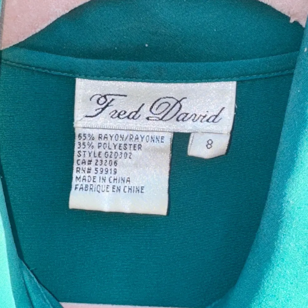 Women's Fred David Button-Up Shirt Size 8 Teal - Image 3