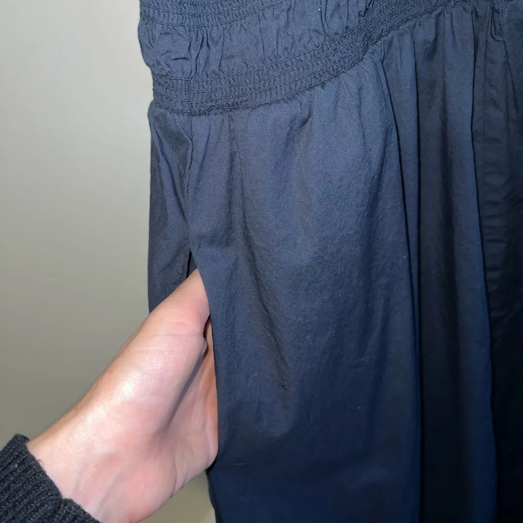 A New Day Dark Grey/Navy High Neck Midi Dress Elastic Waist w/ Pockets sz Small - Image 9