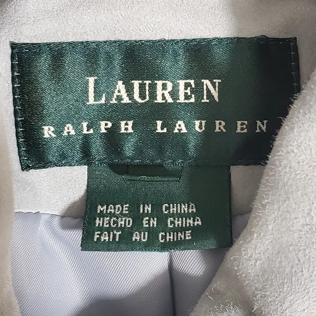Lauren‎ Ralph Lauren  Light Blue Suede Leather Womens Jacket Size M - Image 9