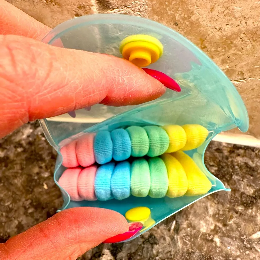 MANE Rainbow Fabric Hair Ties and Case Brand New Pink - Image 4