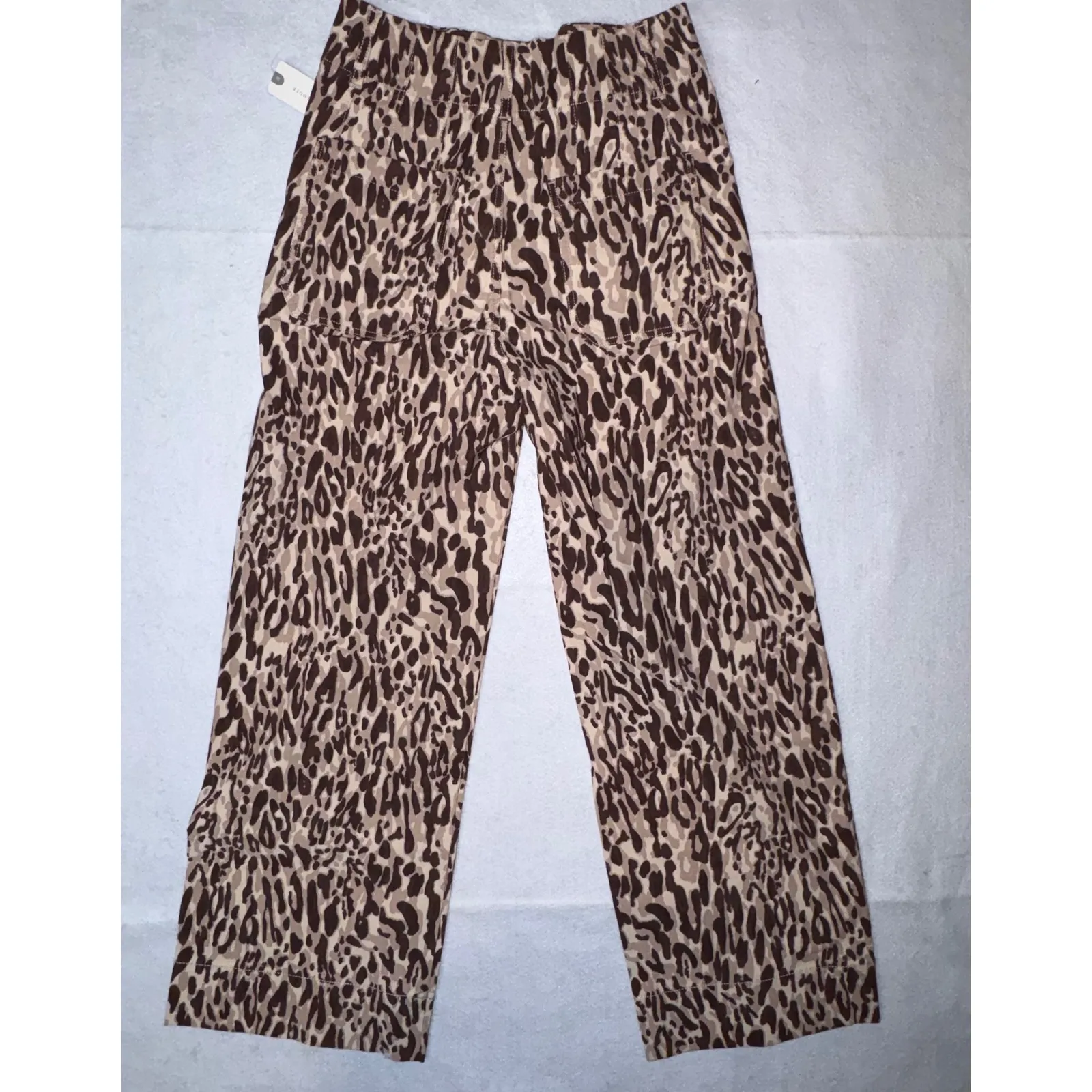 Maeve Colette animal print brown magic fabric crop Wide Leg Pants Anthropologie - Image 8