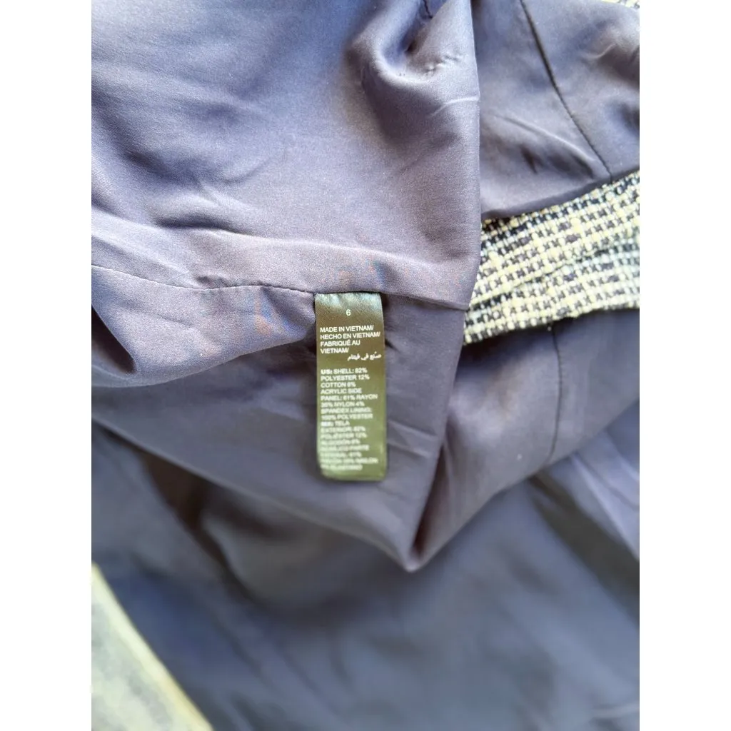 White House Black Market Womens 6 Blue White Pearl Blazer Jacket Long Sleeve - Image 5