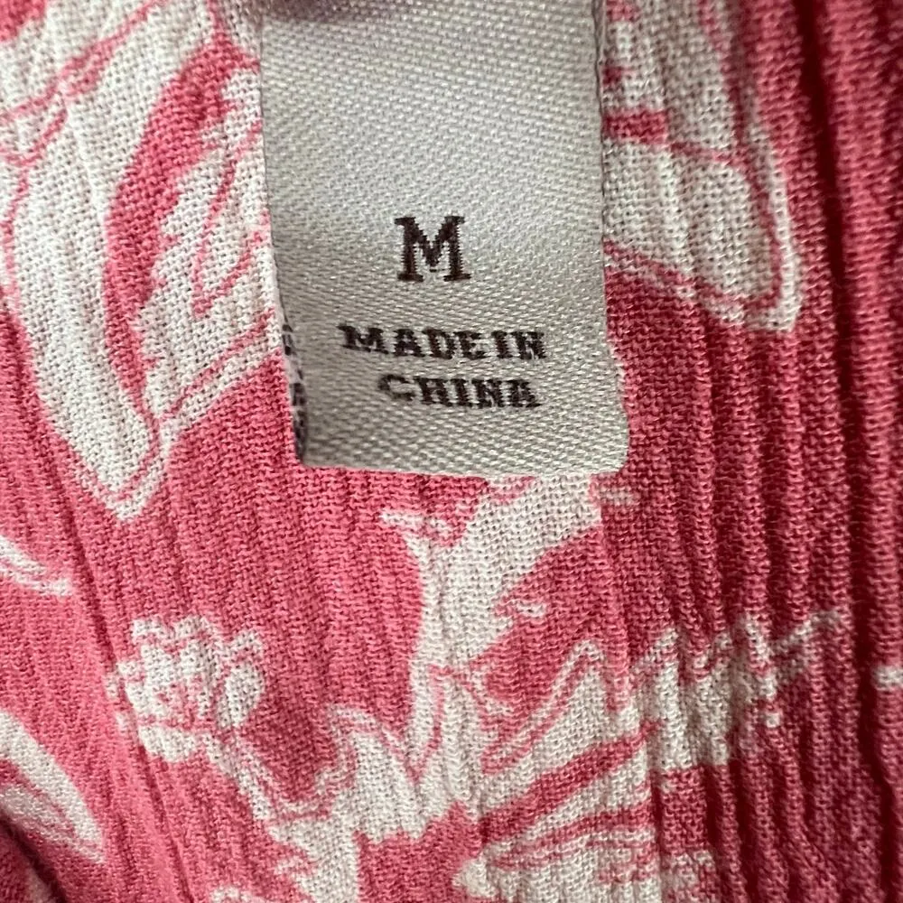 Knox Rose Dress Womens M Pink White Floral Button Front Sleeveless Smocked Boho - Image 11