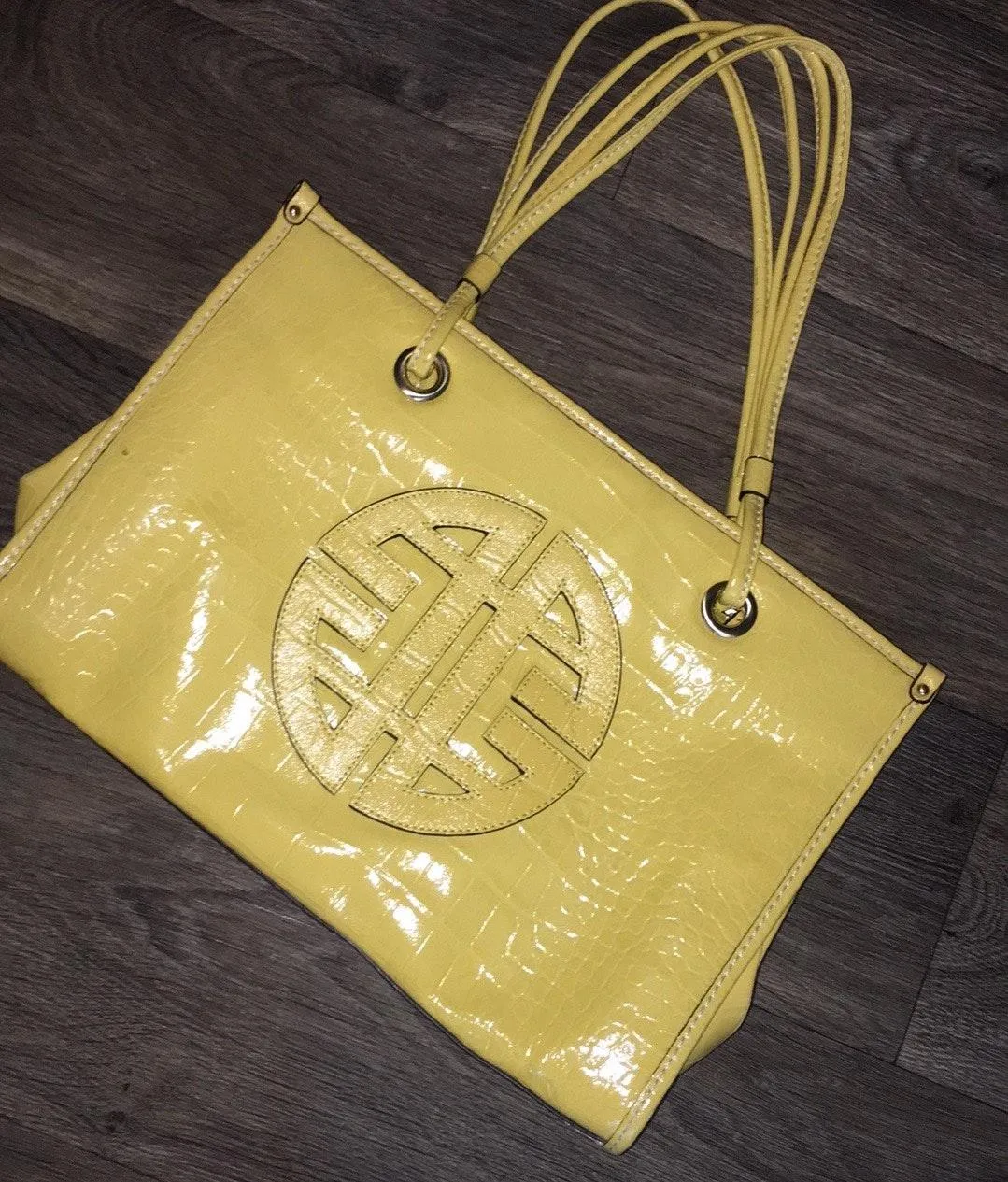 Antonio Melani Yellow Reptile Embossed Bag - Image 2