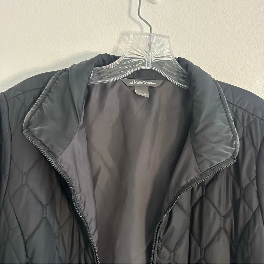 Eddie Bauer Black Quilted Puffer Jacket Size: M - Image 7