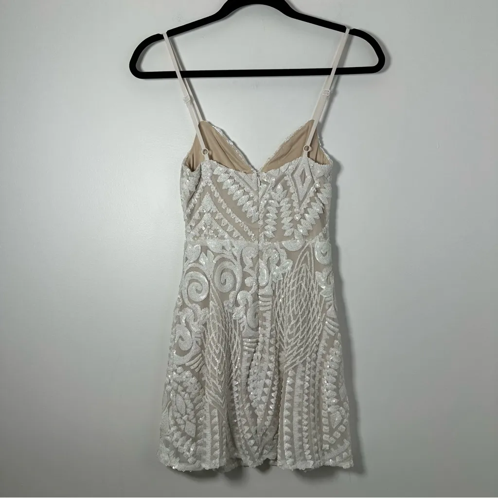 Revolve Superdown Tiff Mini Dress White Sequin Bridal - Image 5