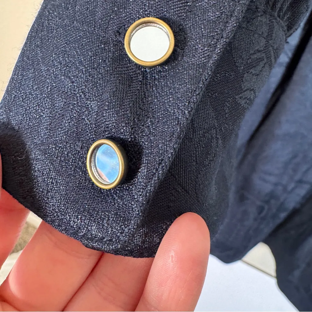 Scotch & Soda Blue Medieval Print Mini Dress Womens L Kings All Seeing Eye Crest - Image 4