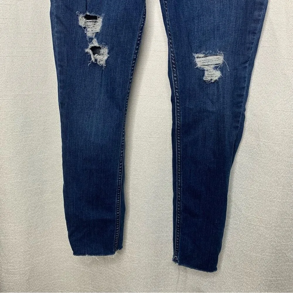 Free People‎ distressed high rise exposed button fly Reagan skinny jeans size 29 - Image 2