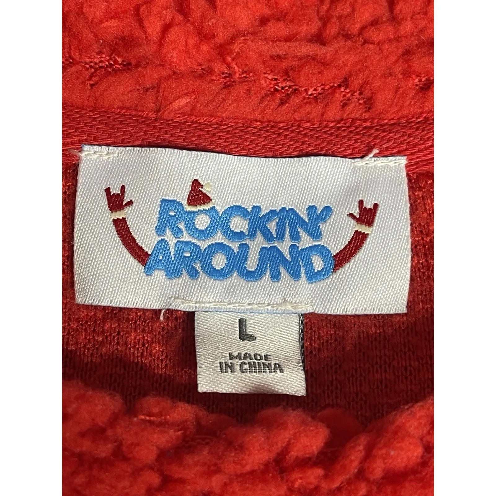 Ugly Christmas Sweater Womens L Santa‎ Suit Sherpa Sequined Fleece Red C0073 Size L - Image 2