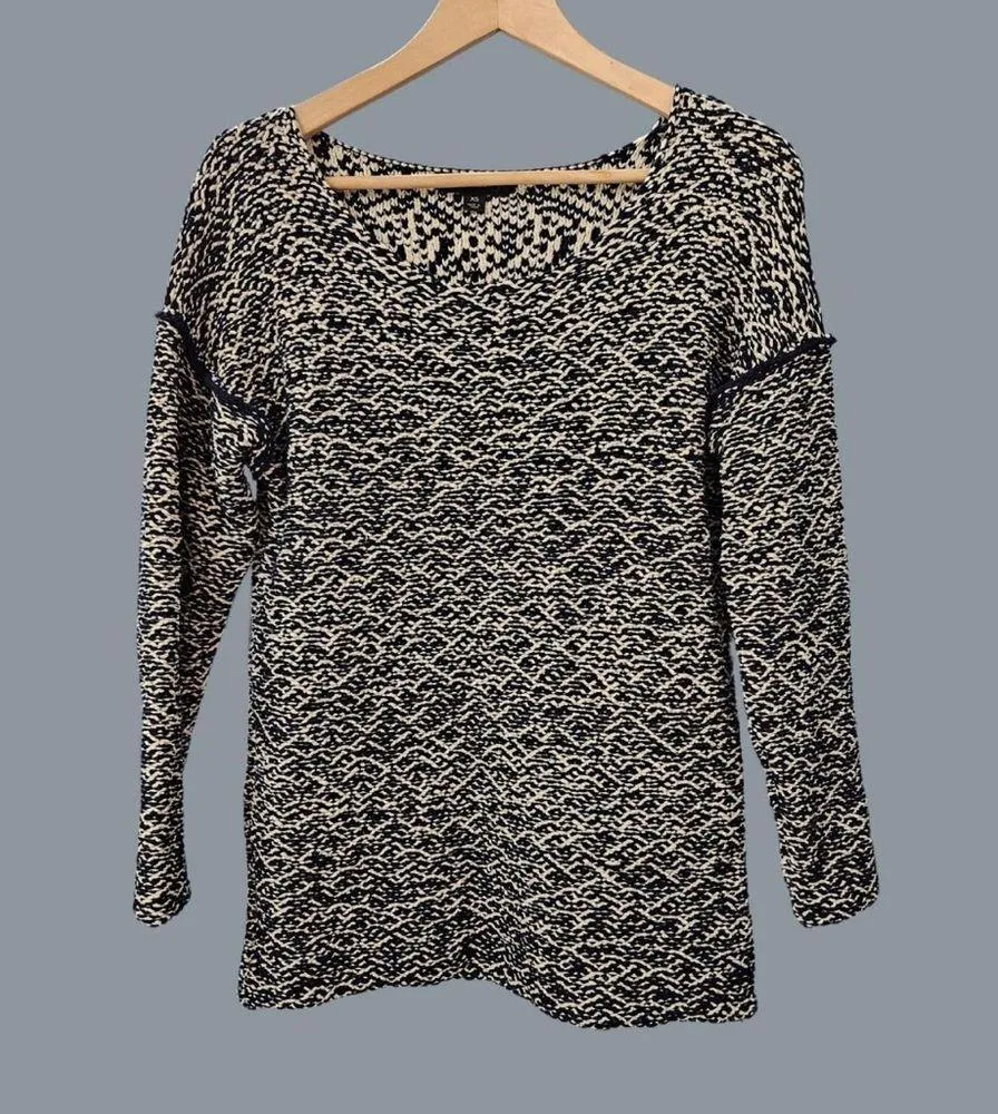 J. Crew wide neck size small navy blue nautical oversized thick knit sweater - Image 2