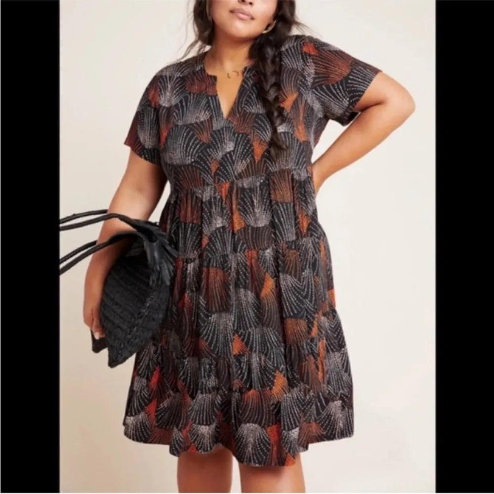 Maeve by Anthropologie Tania Tiered Boho Harper Tunic Dress V-Neck Short Sleeve - Image 2