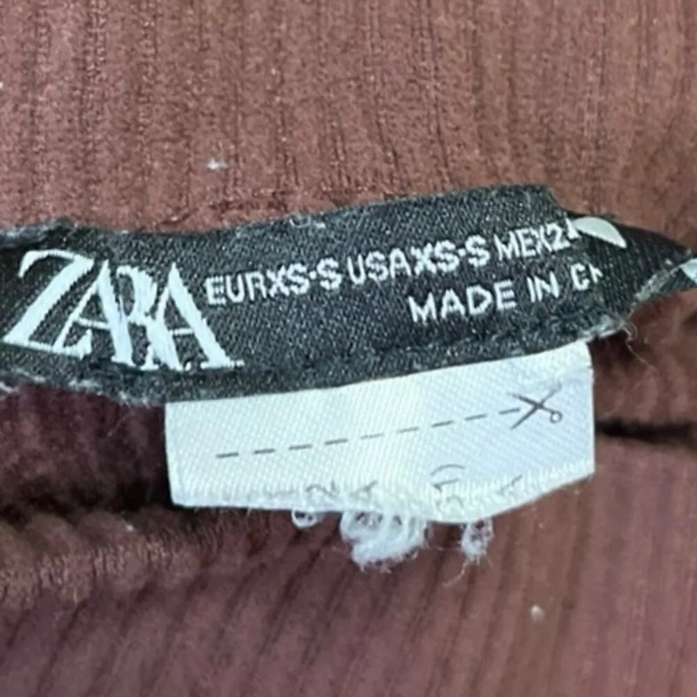 Zara Womens Brown Rib Knit Sleeveless Mock Neck Racerback Bodysuit Tank Top XS/S - Image 3