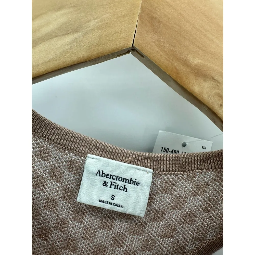 Abecrombie & Fitch Top Women S NWT Brown White Checkered High Neck Racerback - Image 5