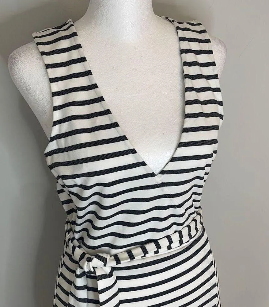 Jack by BB Dakota Women's Racerback Stripe Dress Wrap Mini Tie Waist Black Small - Image 2