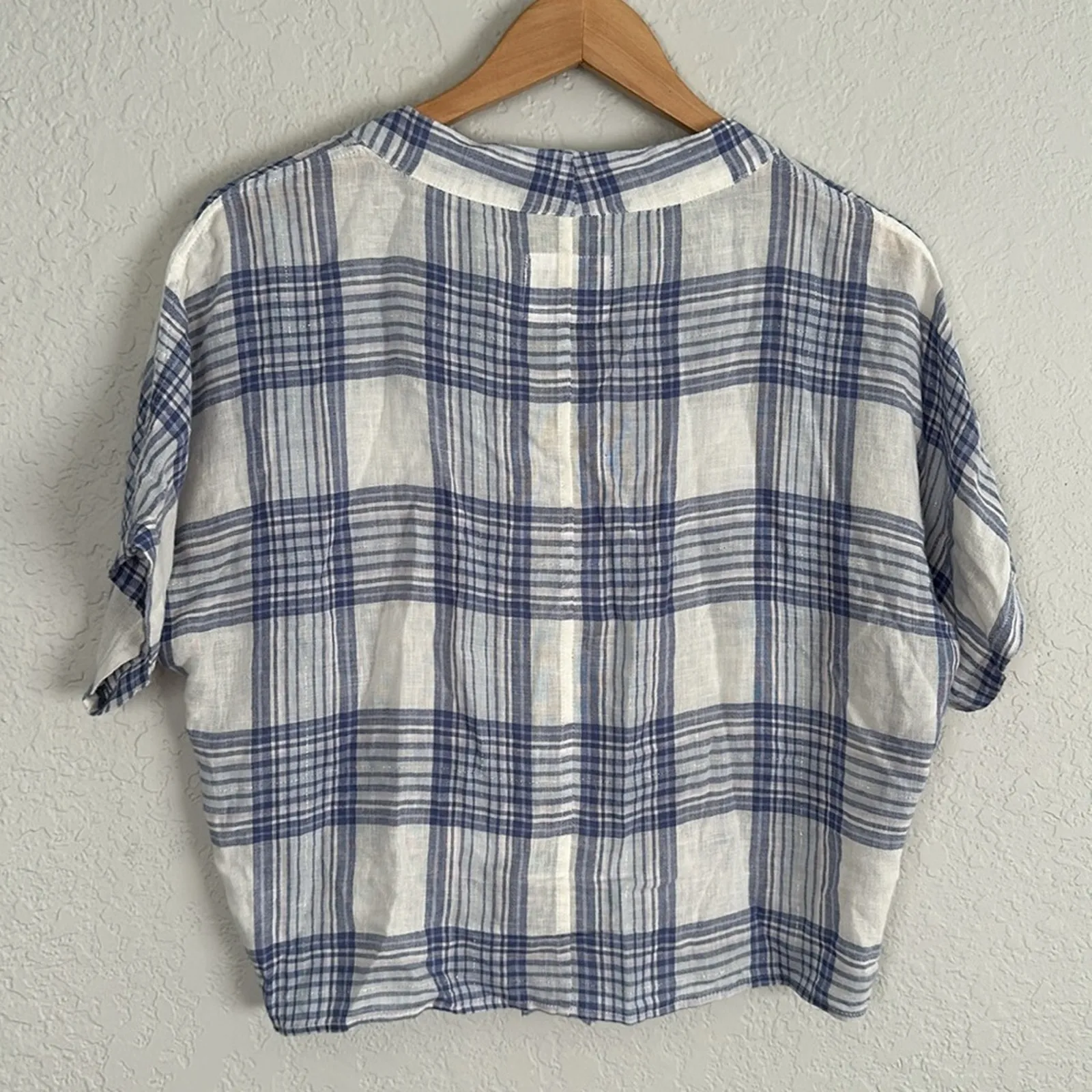 Rails Thea Tie Front Shirt Lilac Blue Rayon Crop Western Cowgirl Metallic Preppy - Image 6