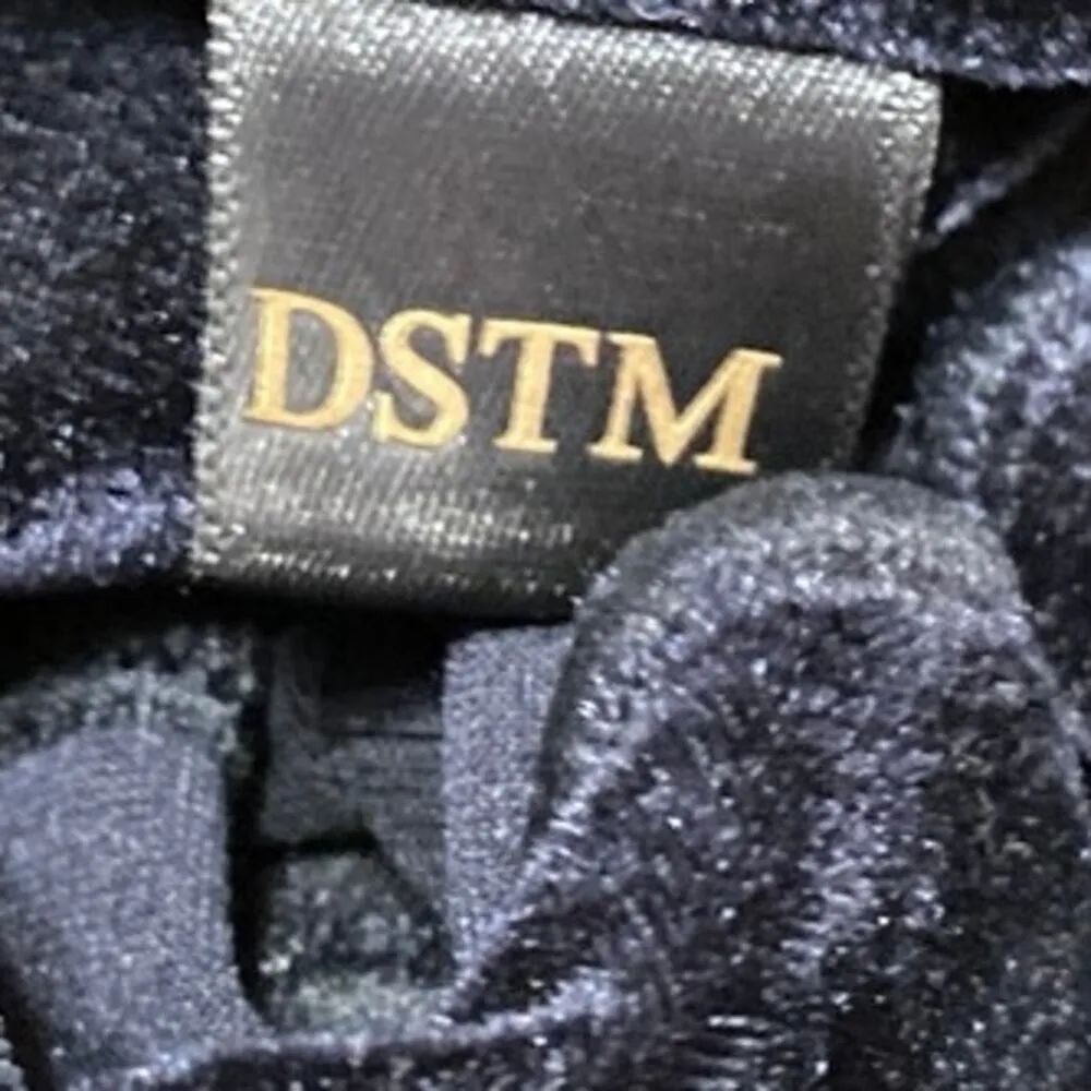 DSTM $450 Black Velvet Velour Long Sleeve Sheer Turtleneck Mini Bodycon Dress S - Image 5