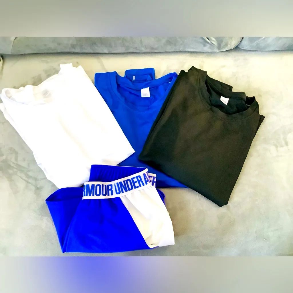 Bundle of three athletic tops 🖤🤍💙 NEW Blue - Image 2