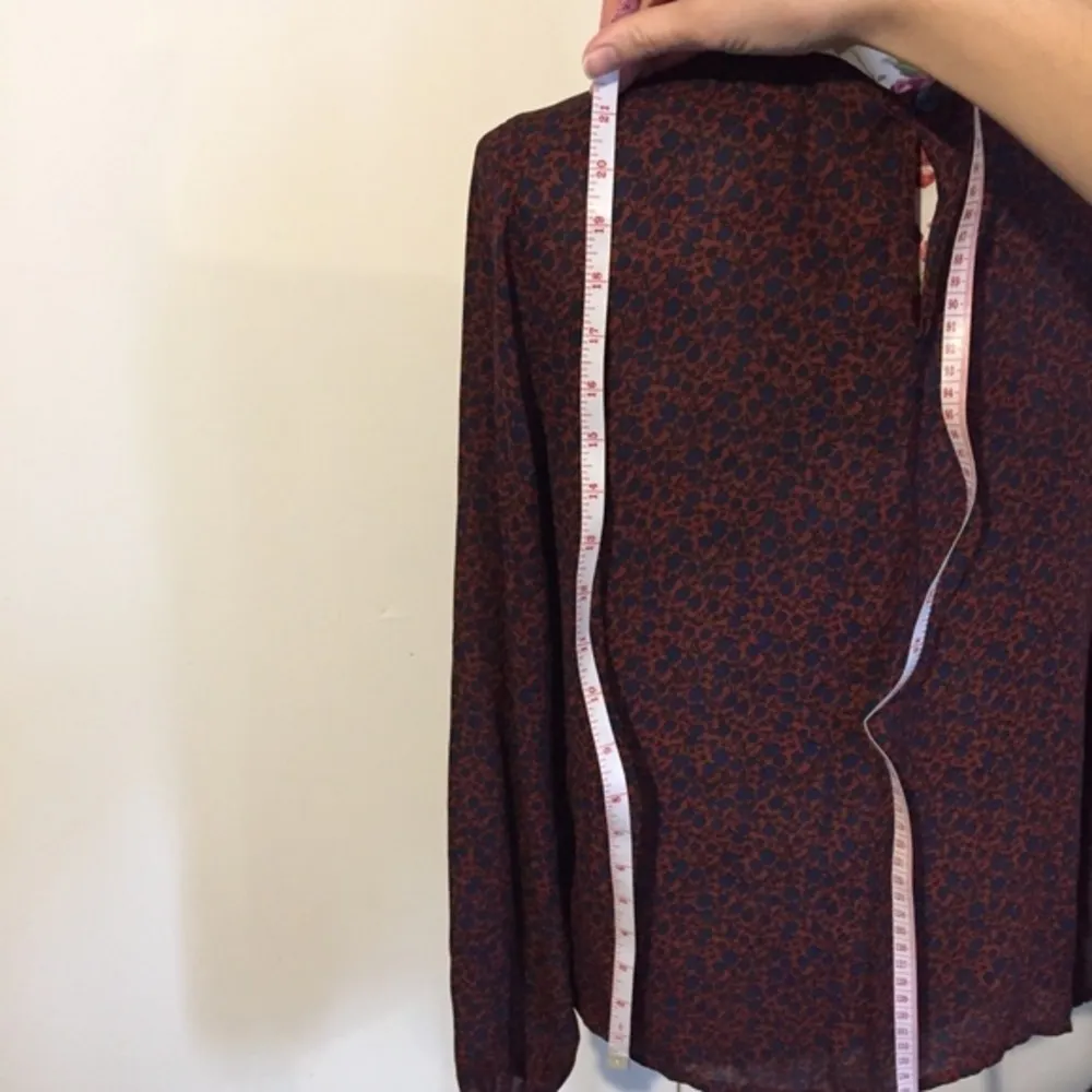 Timing Rust Brown Navy Blue Ditsy Floral Print Blouse - Image 6