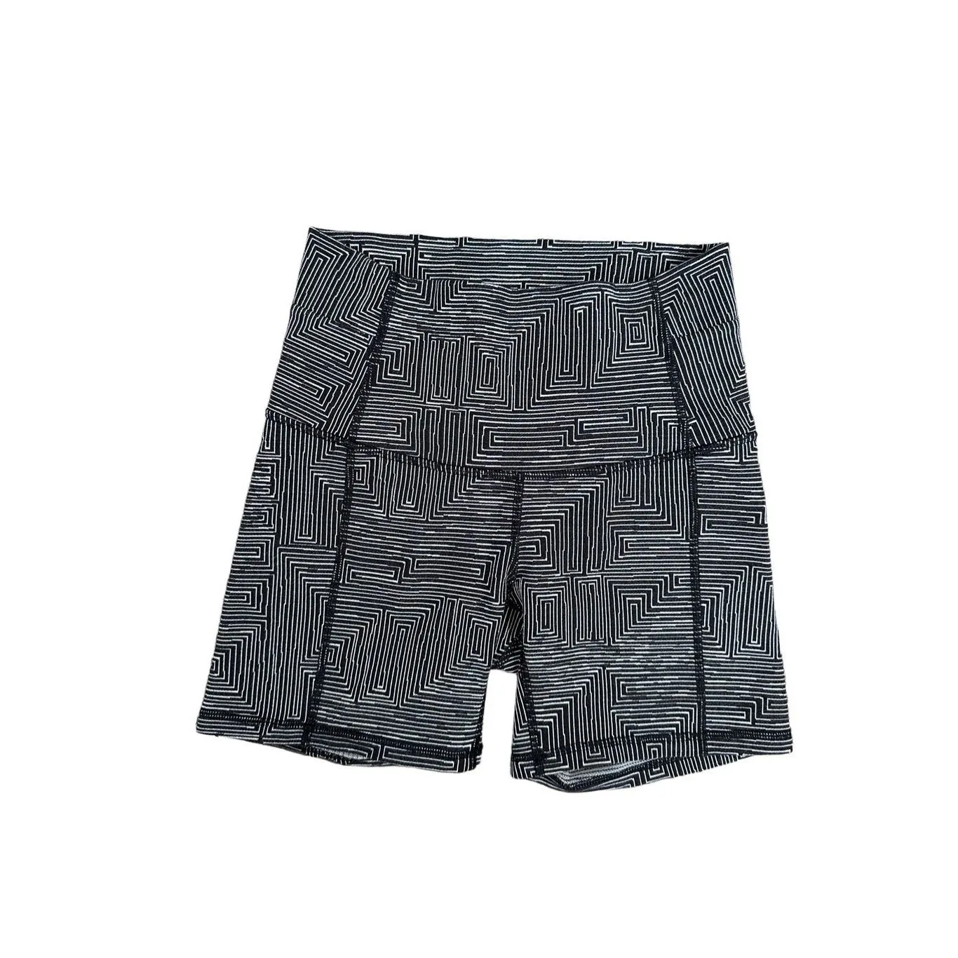 Lululemon Wunder Short 5"' Black/White Pattern High Rise Biker Yoga Training 4 - Image 2