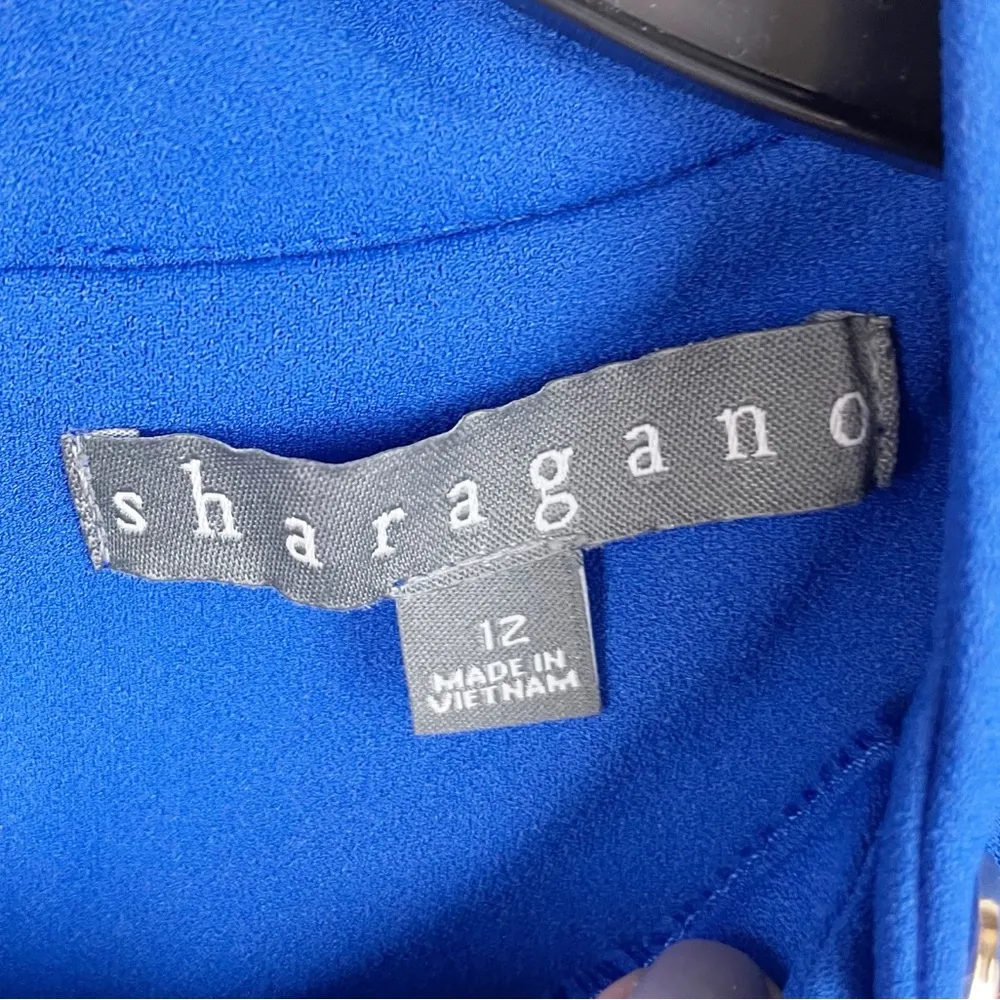 NEW Sharagano Women's Button A Line Dress Surf The Wave Cobalt Blue Size 12 - Image 7