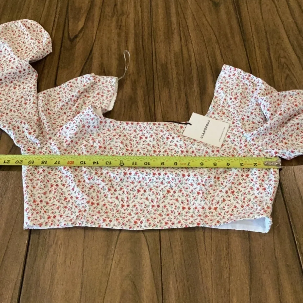 Glamorous square neck fitted crop long sleeve blouse in vintage floral asos 12 White - Image 4