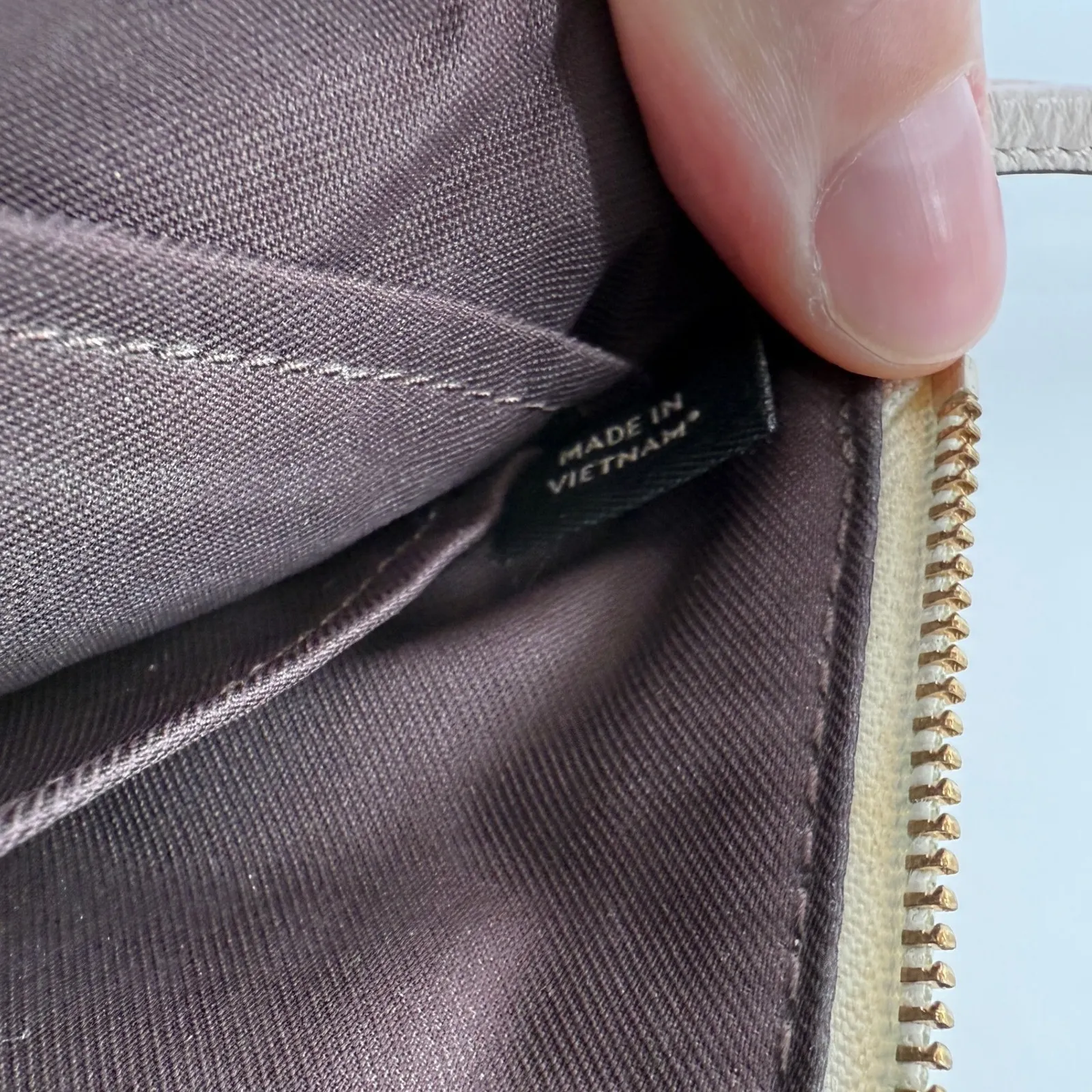 Coach Double Zip Pebble Leather Wristlet Wallet Clutch Cream F54056 Gold Accent - Image 10