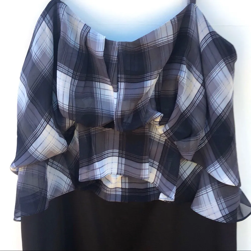 NWT BCBGMAXAZRIA Womens size 10 Sleeveless Black Plaid Silk Dress - Image 5