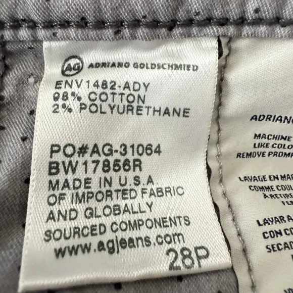 AG Jeans The Stevie‎ Ankle Petite Corduroy Gray Slim Straight Pants Size 28P - Image 4