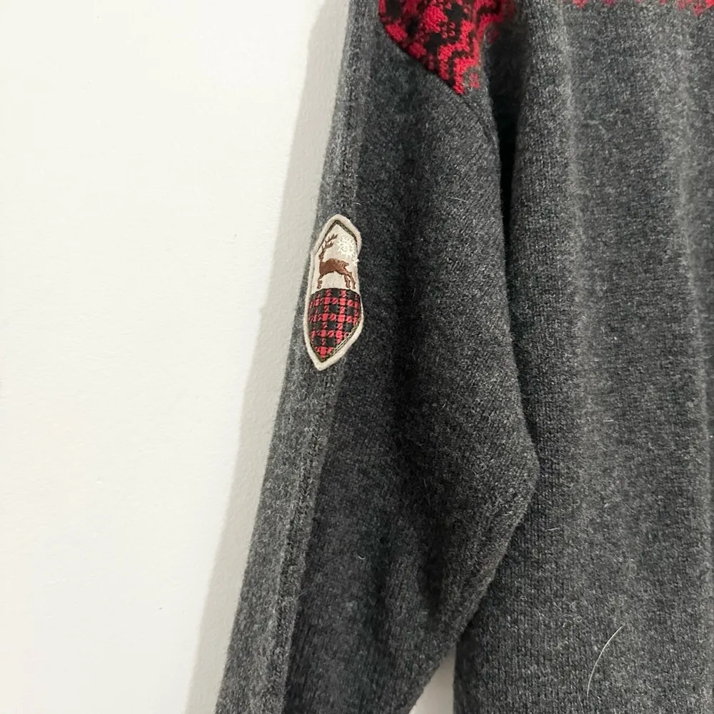 Woolrich 1/4 zip pullover lambswool blend grey plaid size XL winter hiking - Image 4