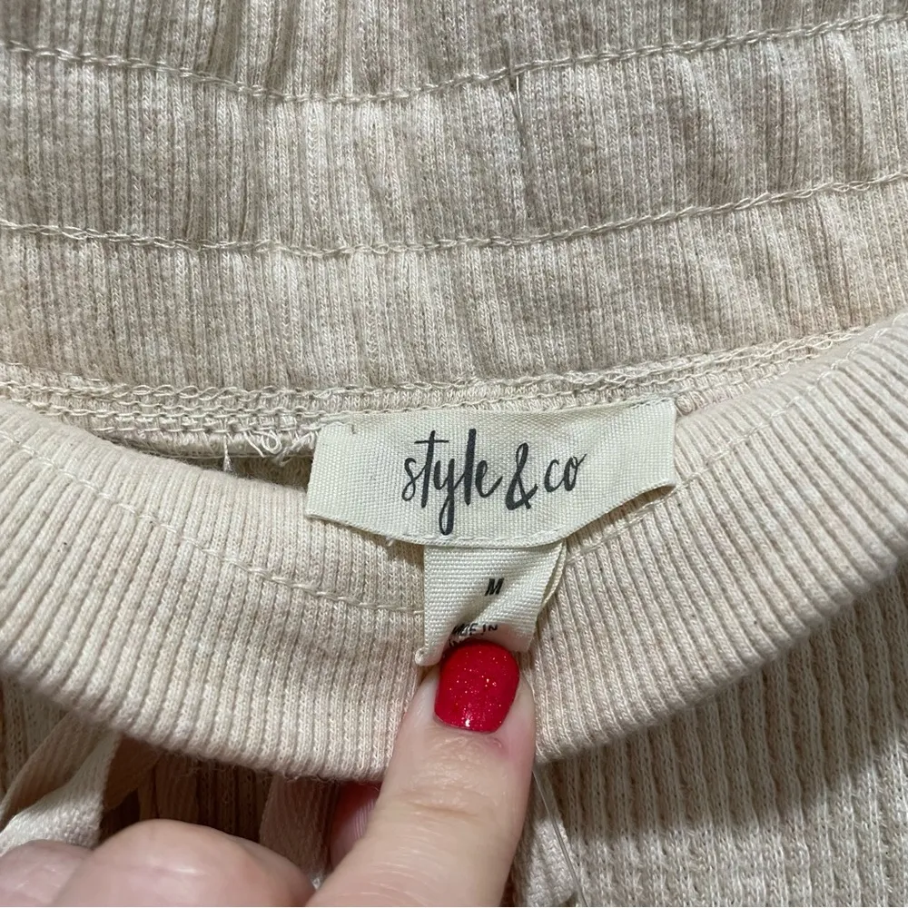 Style & Co Waffle Knit Jogger Pants Oatmeal Size Medium - Image 6