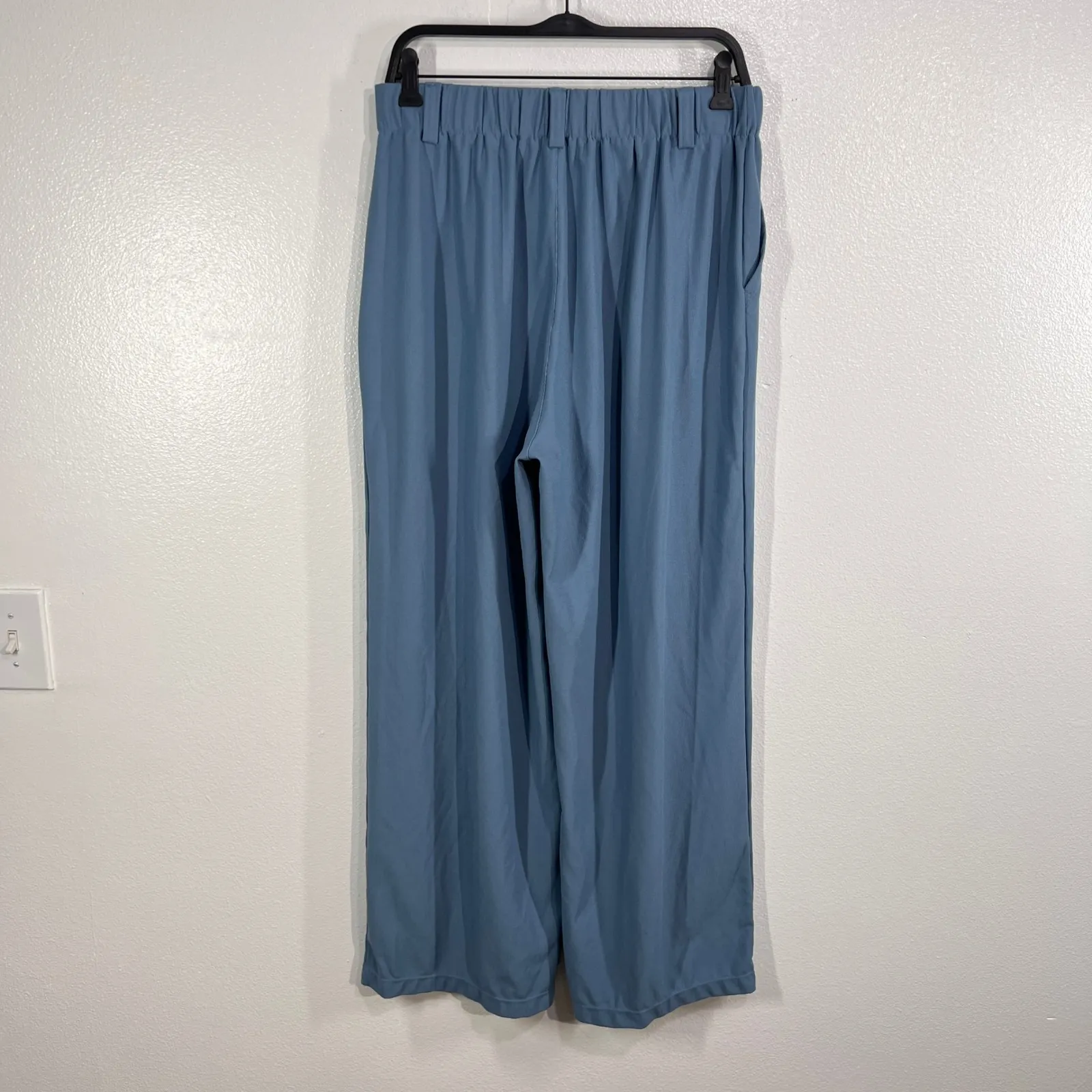 Halara Light Blue Pleated Wide Leg Pants Large High Waist Relaxed Fit Trousers - Image 3