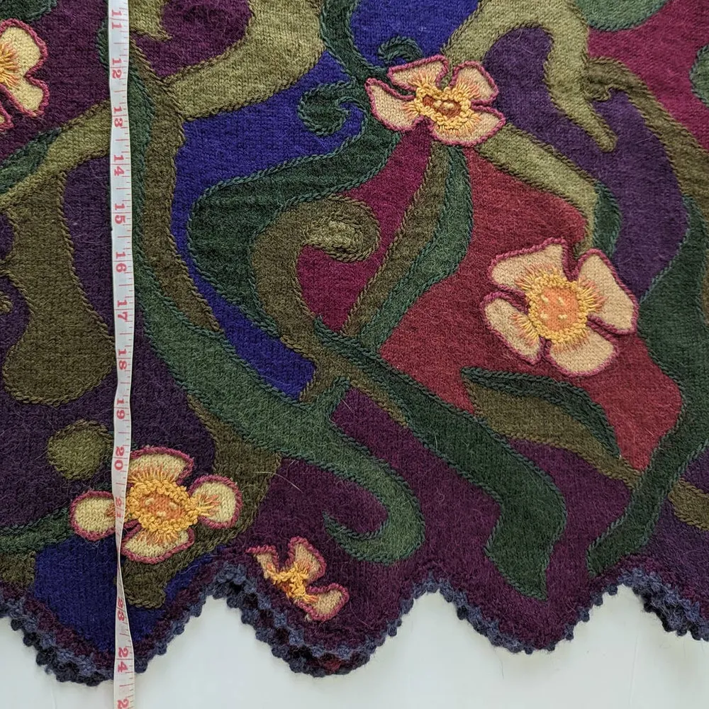 Purple Crewneck Floral Alpaca Sweater Fun Funky Art-Wear - Image 4