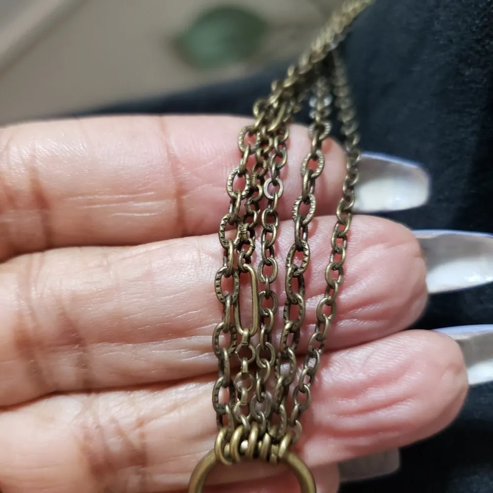 Coldwater Creek Marked Layered Five Strand Gold Tone Glass Beads Necklace - Image 8