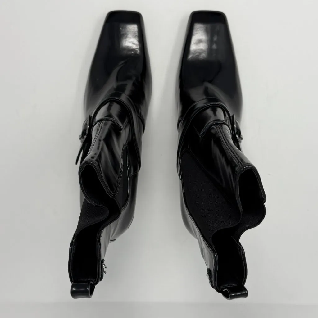 Sam Edelman Suzette Chelsea Boot Patent Leather Women 8 Black Heeled Buckle NWOB - Image 6